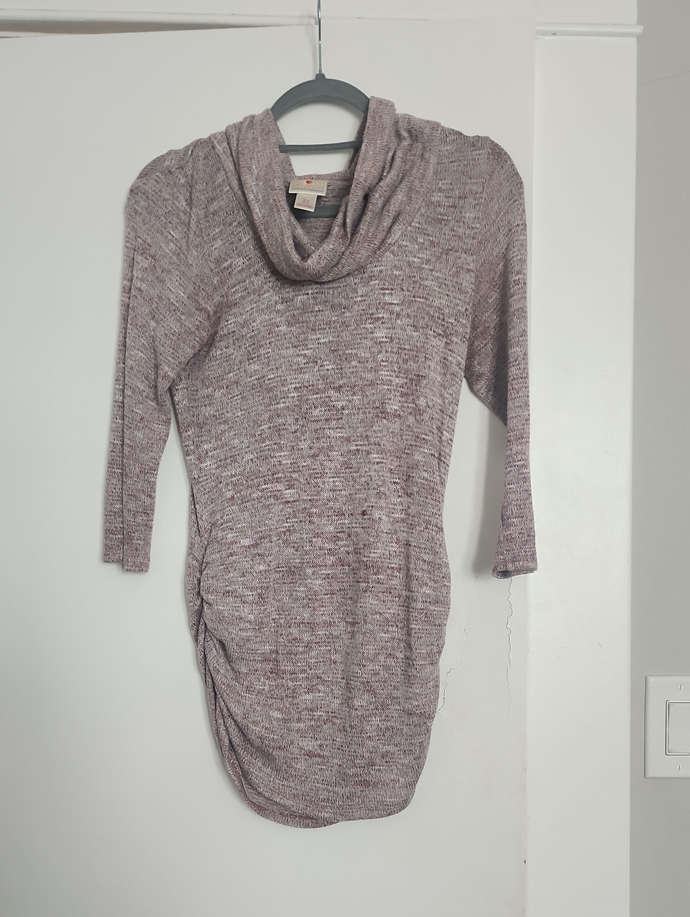 Women’s Cowl Neck Tunic Sweater - Light Mauve